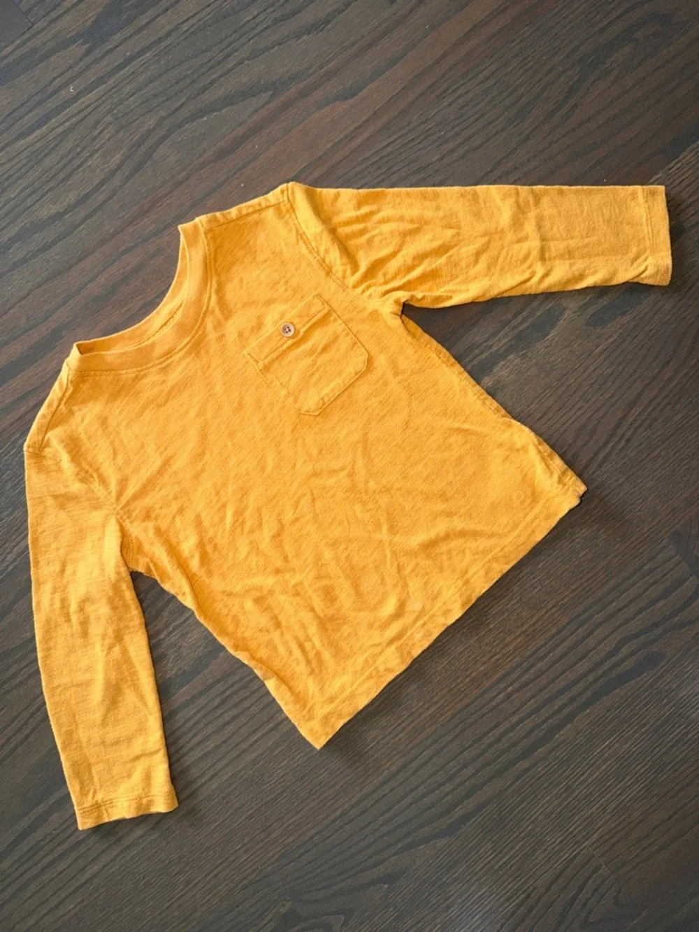 Old Navy Yellow Mustard Long-Sleeve Pocket T-Shirt | 3T